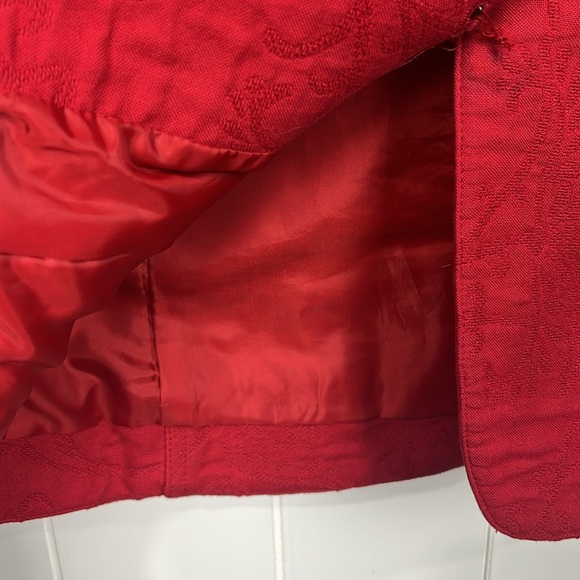 Coldwater Creek Womens Blazer/Jacket 10P Red Mandarin Collar Button Down Lined - Picture 8 of 15